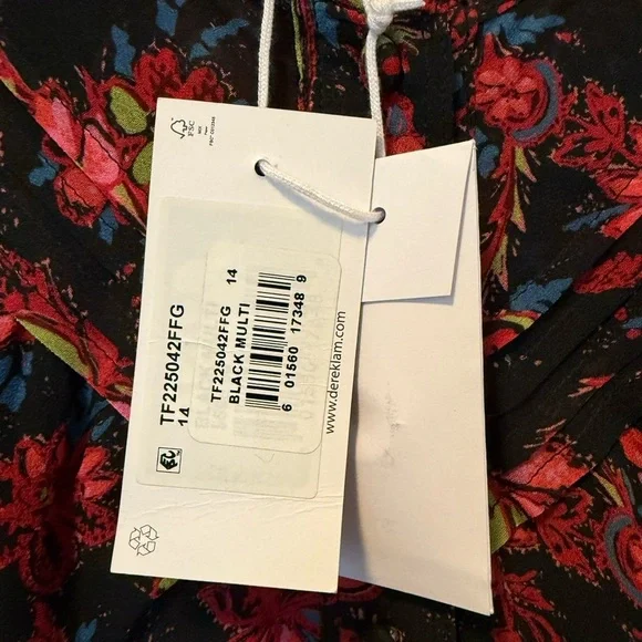 NWT Derek Lam 10 Crosby Tracy Black Floral Printed Midi Dress, Size 14 - Picture 11 of 13